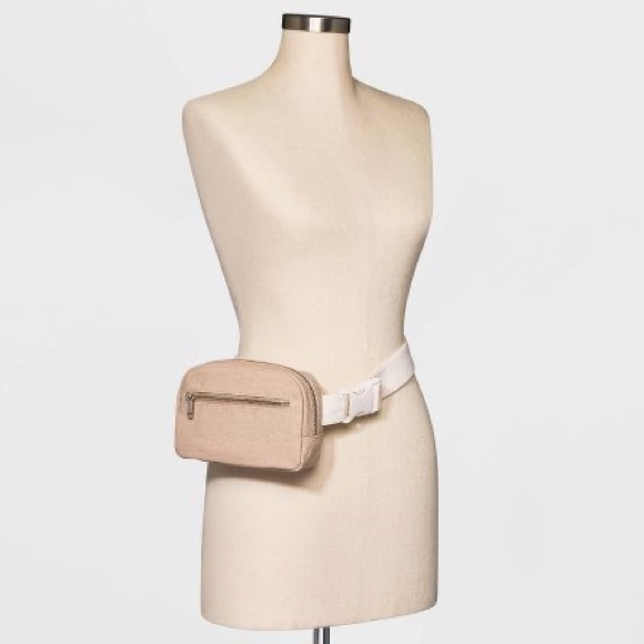 🆕 Nude Tan Fanny Pack, Bum Bag, Crossbody with Cream Strap - Picture 8 of 10
